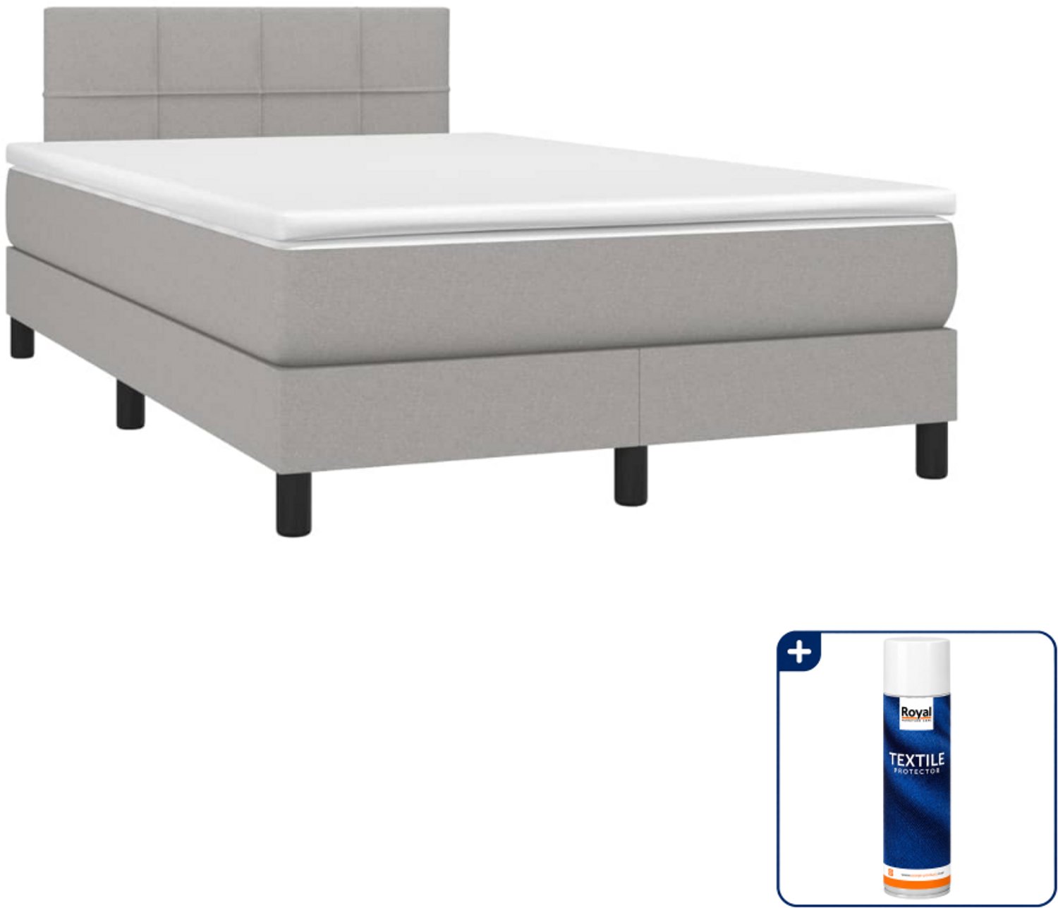 vidaXL boxspring met matras 120 x 190 cm - lichtgrijs - Inclusief textielbeschermer 500 ml