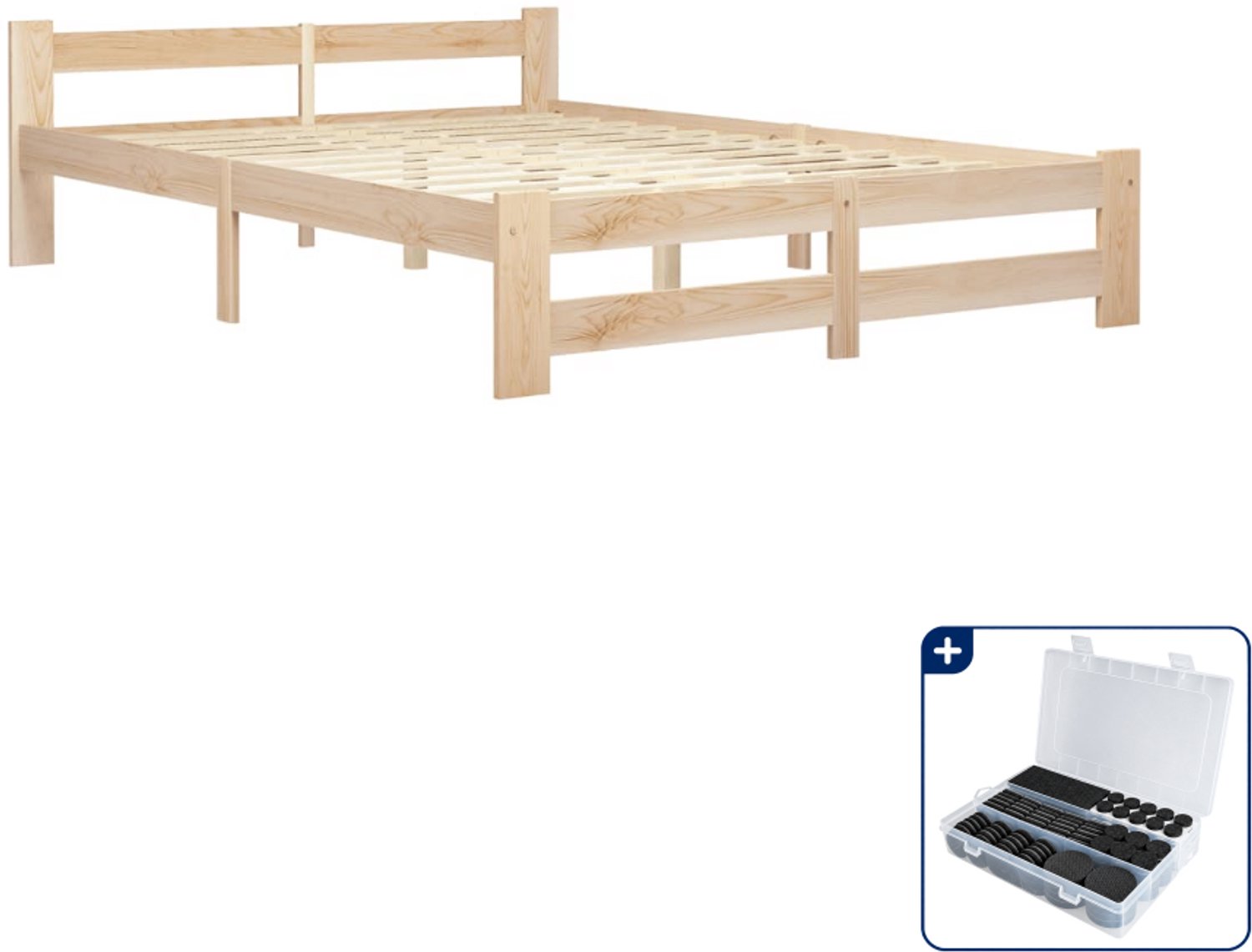 vidaXL bedframe - 120 x 200 cm - massief grenenhout - Inclusief antikrasvilt 177-delig Bruin