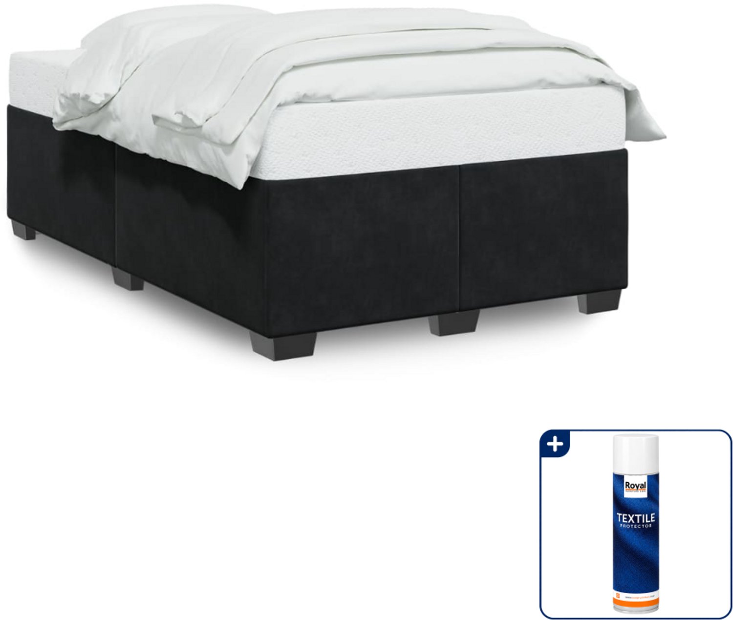 vidaXL Bedframe - 120 x 190 cm - fluweel - zwart - Inclusief textielbeschermer 500 ml Blauw