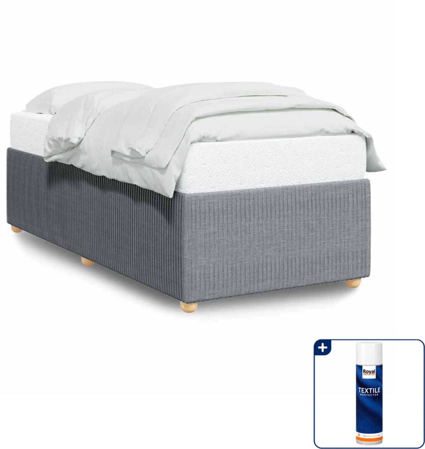 vidaXL Bedframe - 90 x 190 cm - stof - lichtgrijs - Inclusief textielbeschermer 500 ml