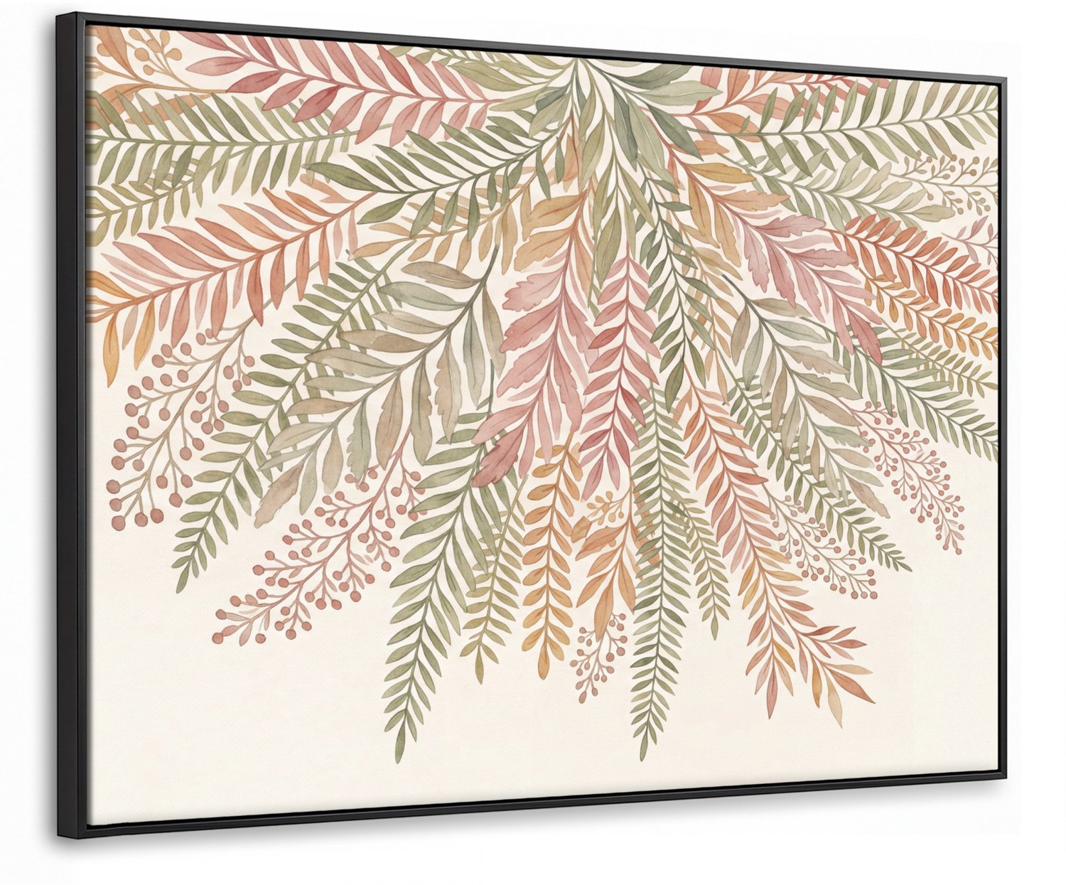 Canvas Schilderij met Baklijst 80x60cm - Botanisch - Aquarel - Kleurrijk - Muurdecoratie woonkamer - Slaapkamer decoratie - Kamer accessoires - Schilderijen op canvas met lijst