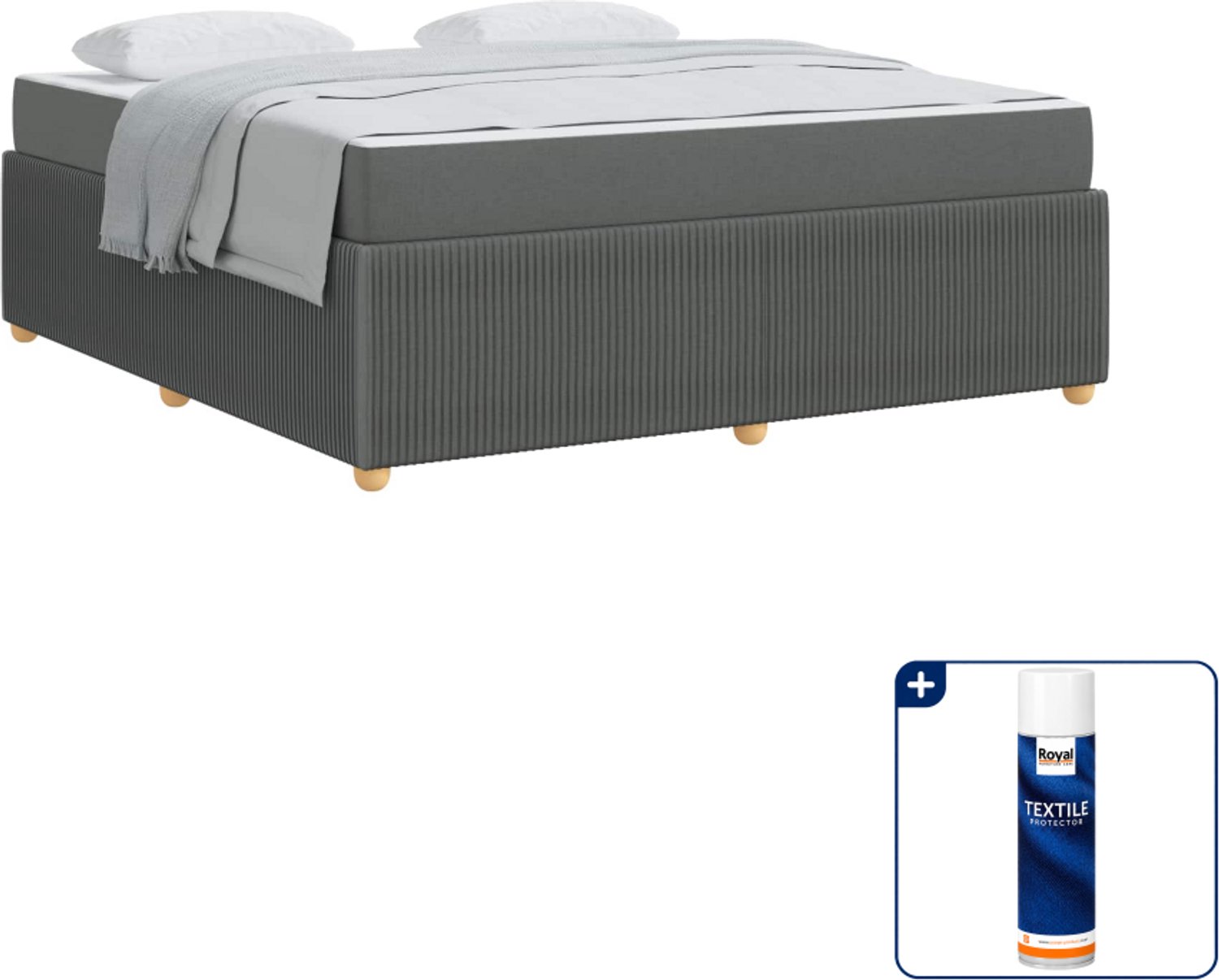 vidaXL Bedframe - Kingsize - 180 x 200 cm - donkergrijs - Inclusief textielbeschermer 500 ml