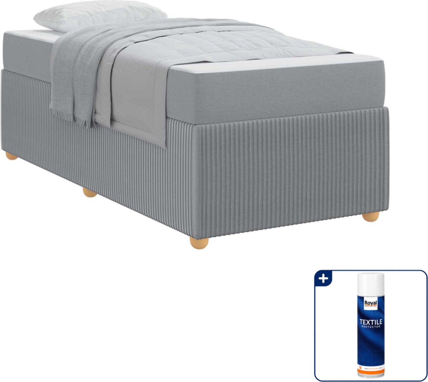 vidaXL bed met matras - 90 x 200 cm - lichtgrijs - Inclusief textielbeschermer 500 ml