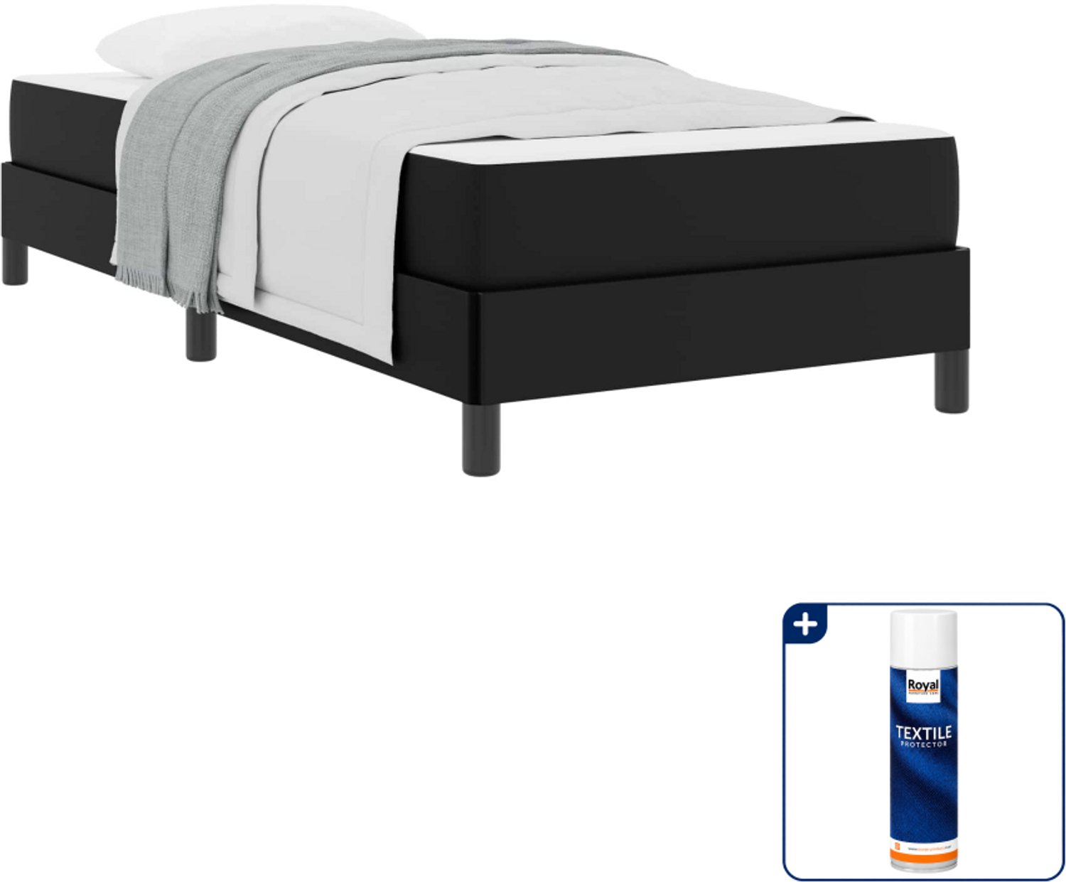 vidaXL bed met matras - 90 x 190 cm - stof - zwart - Inclusief textielbeschermer 500 ml
