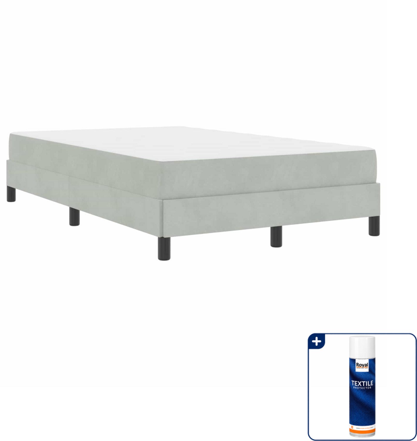 vidaXL boxspringbed met matras - 120 x 190 cm - stof - lichtgrijs - Inclusief textielbeschermer 500 ml