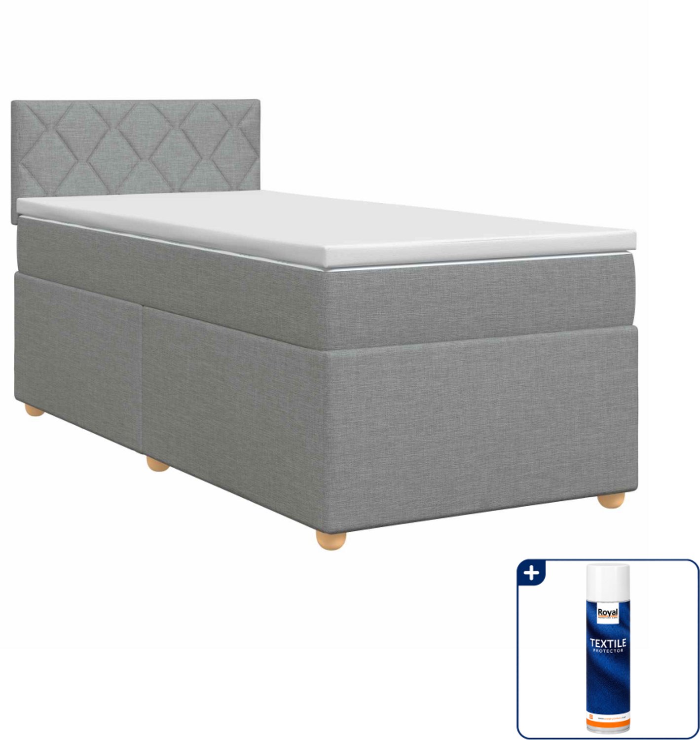 vidaXL boxspringbed - 90 x 190 cm - lichtgrijs - Inclusief textielbeschermer 500 ml