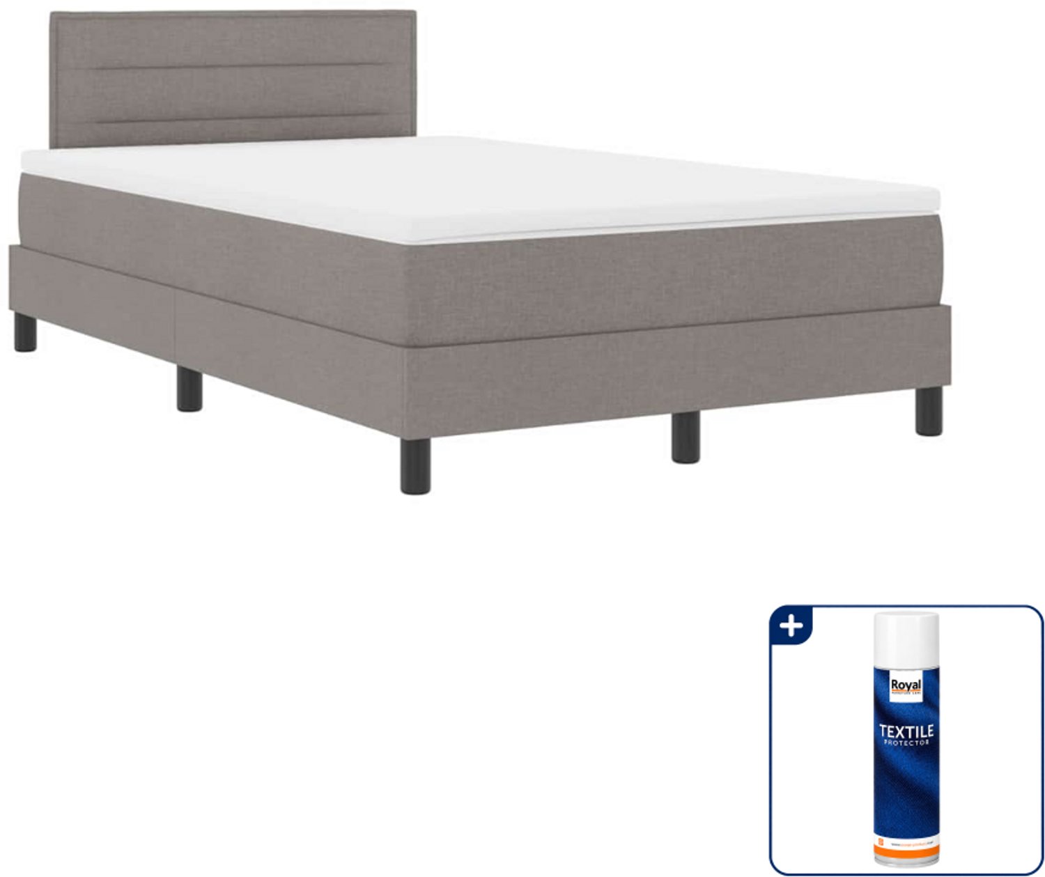 vidaXL Boxspring bed 120 x 200 cm - stof - taupe - Inclusief textielbeschermer 500 ml