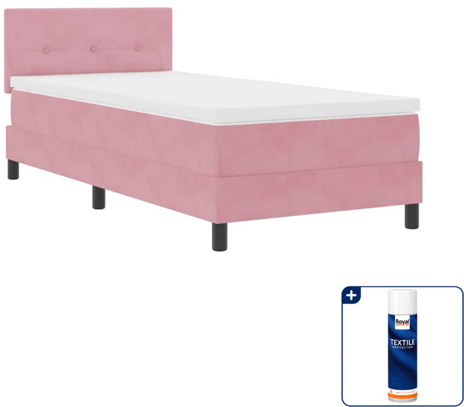 vidaXL boxspring - 100 x 200 cm - roze - fluweel - Inclusief textielbeschermer 500 ml