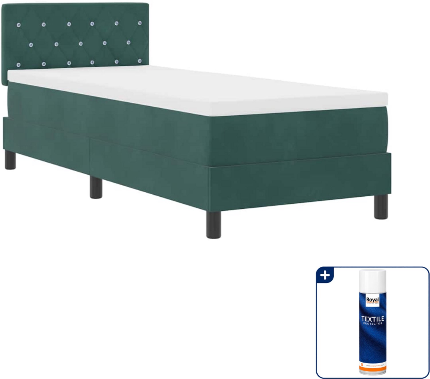 vidaXL boxspring - 80 x 200 cm - fluweel - donkergroen - Inclusief textielbeschermer 500 ml