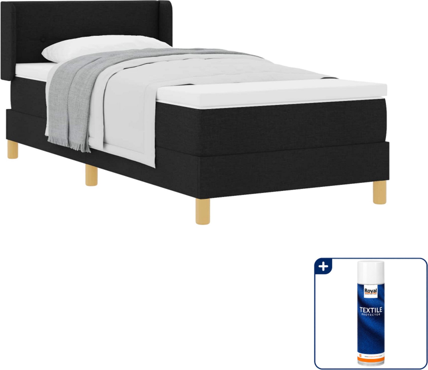 vidaXL boxspringbed - 100 x 200 cm - zwart - Inclusief textielbeschermer 500 ml