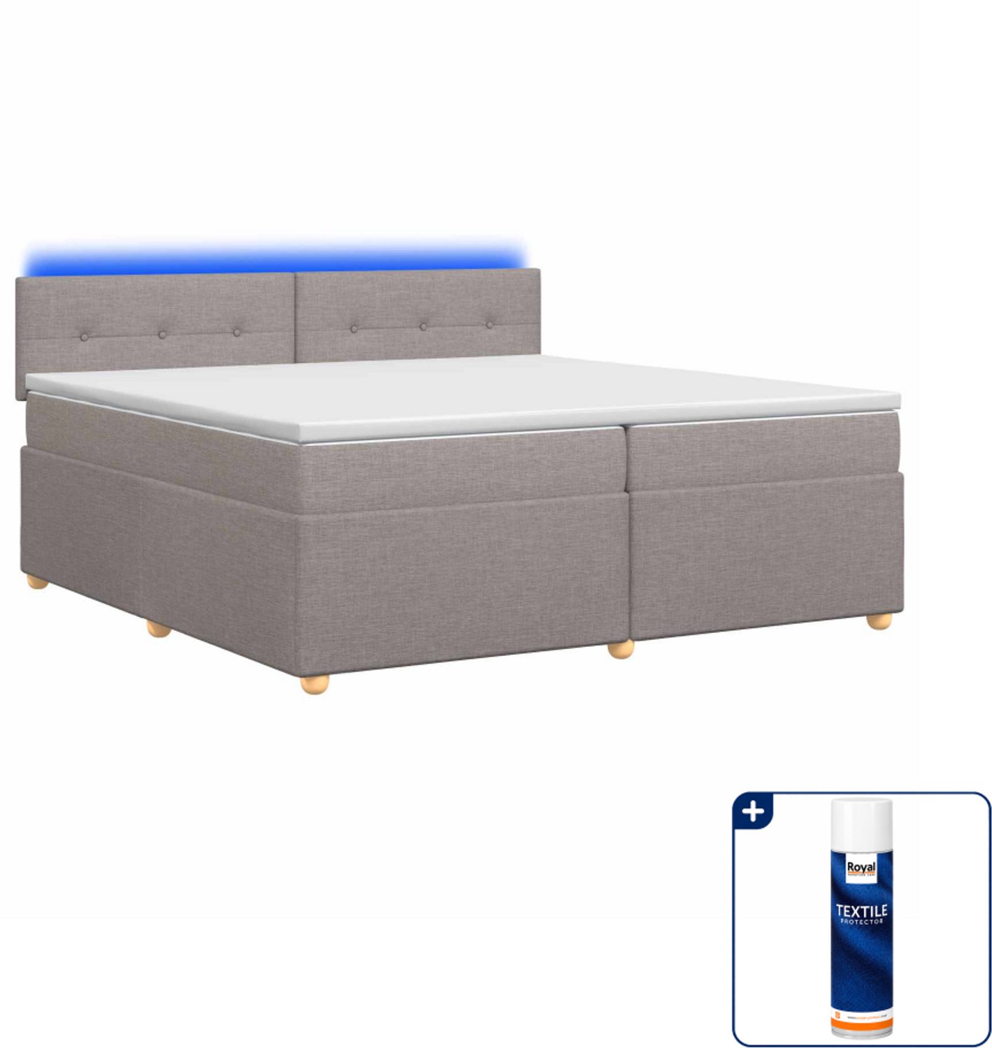vidaXL Boxspringbed - 200 x 200 cm - taupe - Inclusief textielbeschermer 500 ml