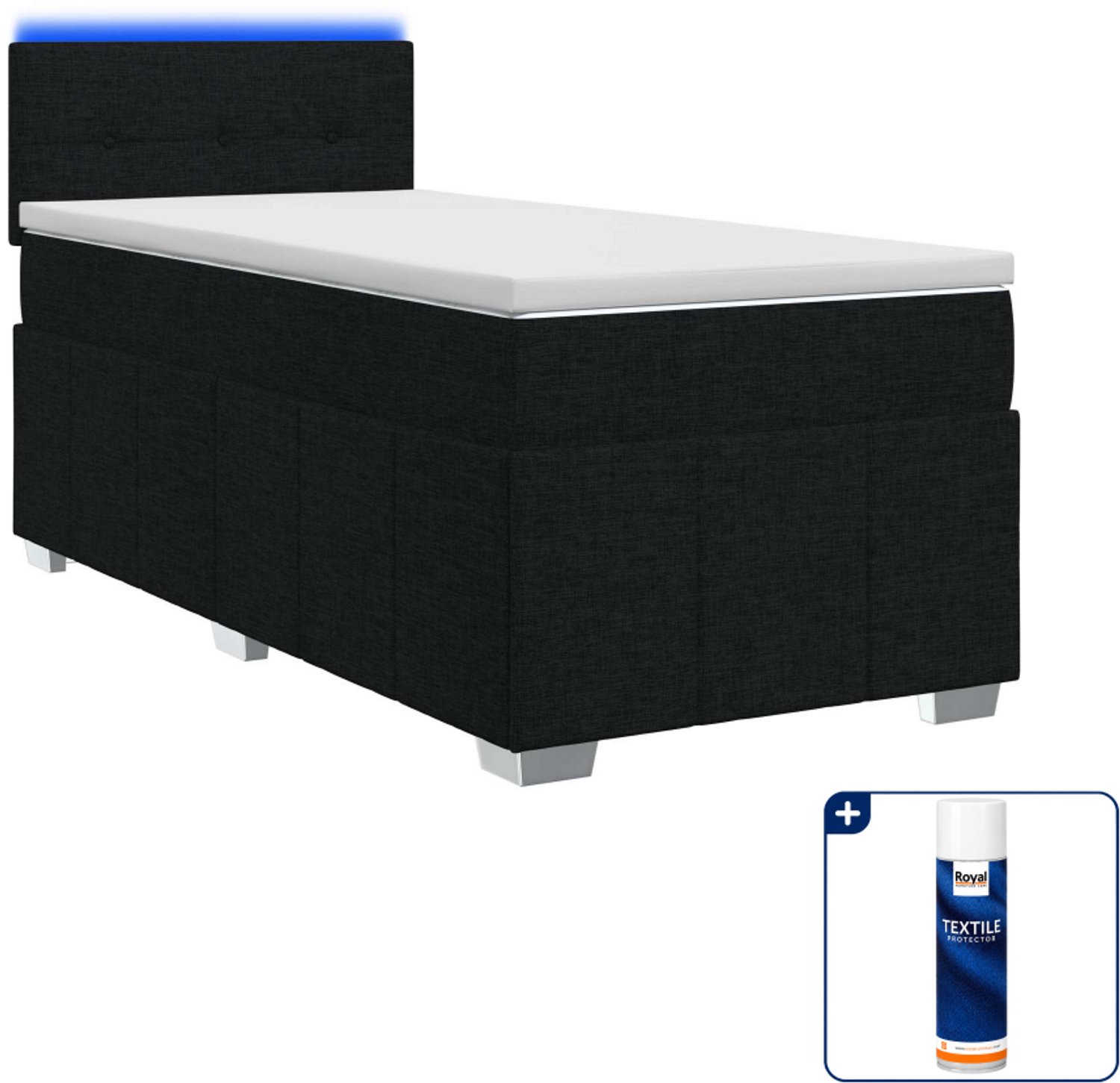 vidaXL boxspringbed met matras 80 x 200 cm - zwart - Inclusief textielbeschermer 500 ml