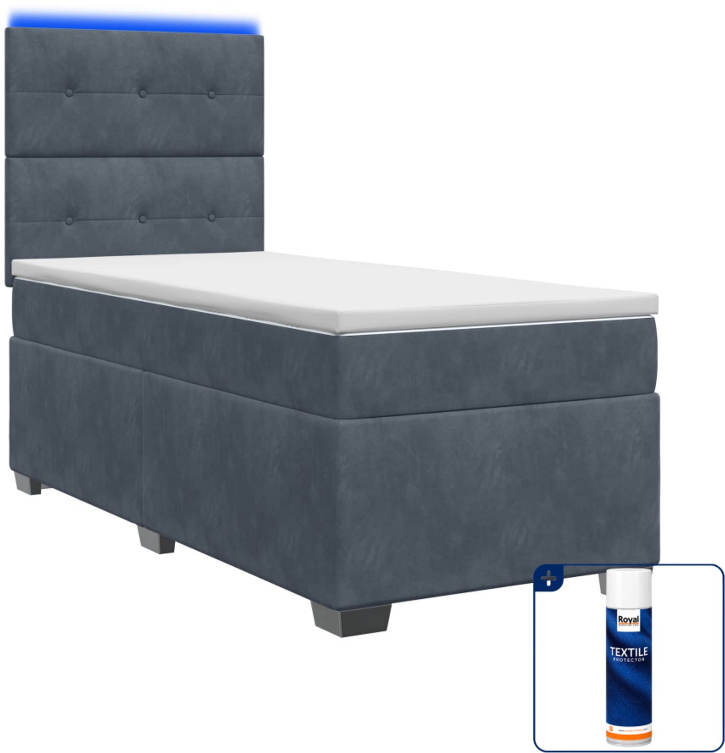 vidaXL Boxspringbed - 80 x 200 cm - donkergrijs - Inclusief textielbeschermer 500 ml Donker Grijn