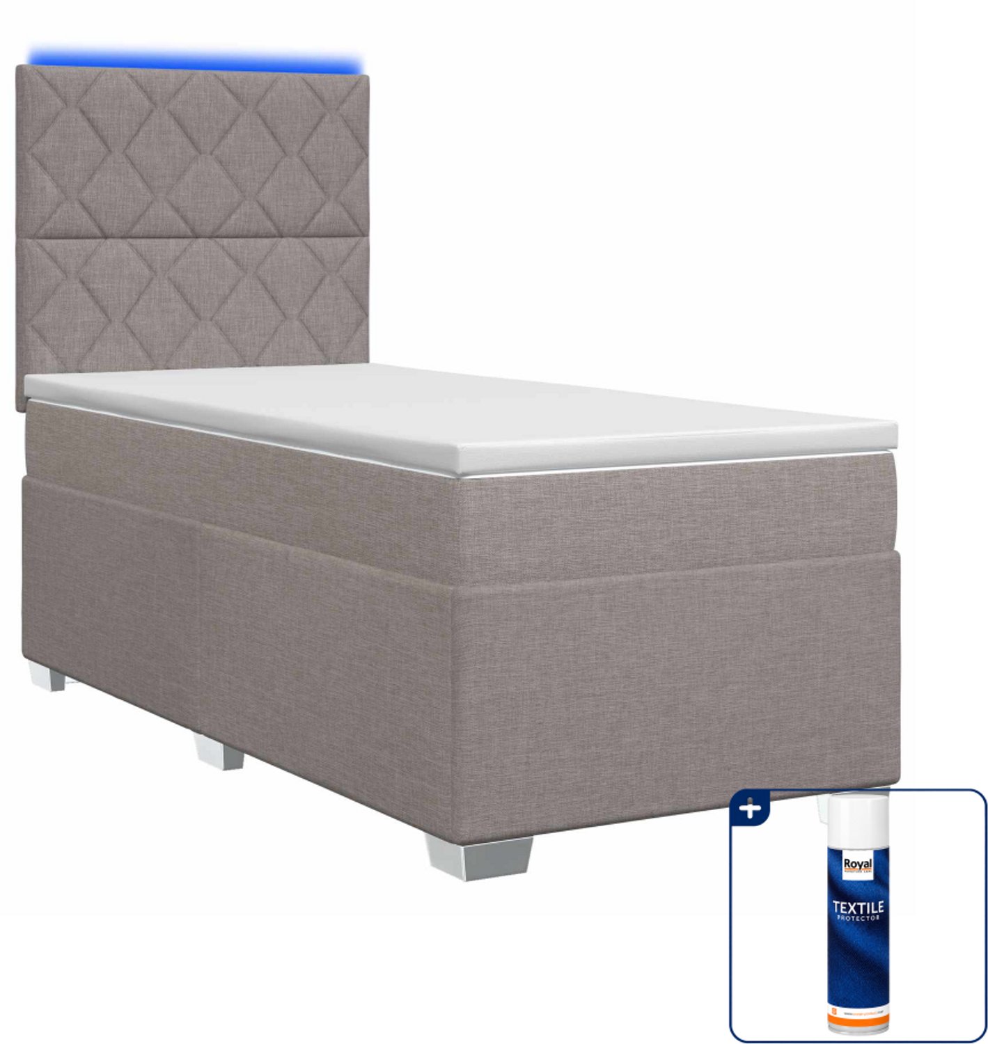 vidaXL boxspringbed met matras - 90 x 190 cm - taupe - Inclusief textielbeschermer 500 ml