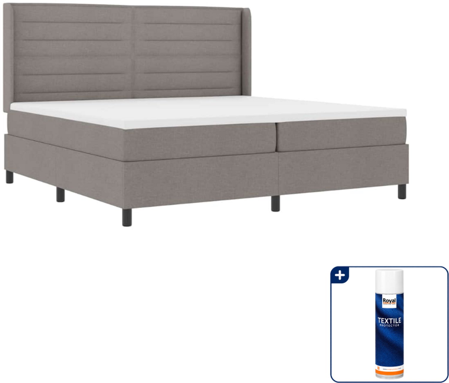 vidaXL LED boxspring Super kingsize - 200 x 200 cm - taupe - Inclusief textielbeschermer 500 ml