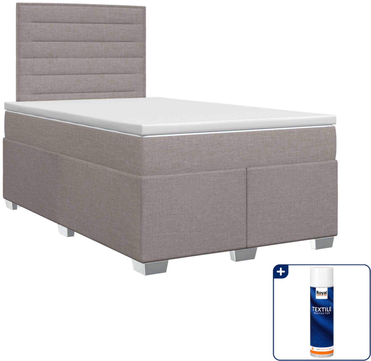vidaXL boxspringbed met matras - 120 x 200 cm - stof - taupe - Inclusief textielbeschermer 500 ml
