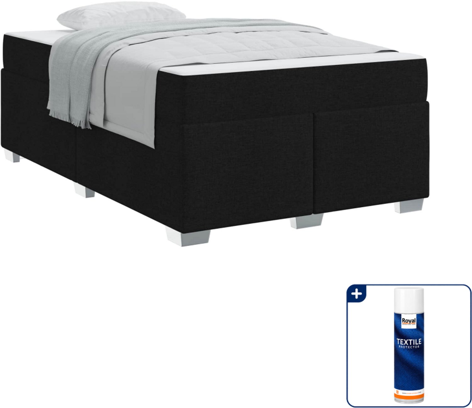 vidaXL Bed met matras - 120 x 200 cm - stof - zwart - Inclusief textielbeschermer 500 ml Bruin