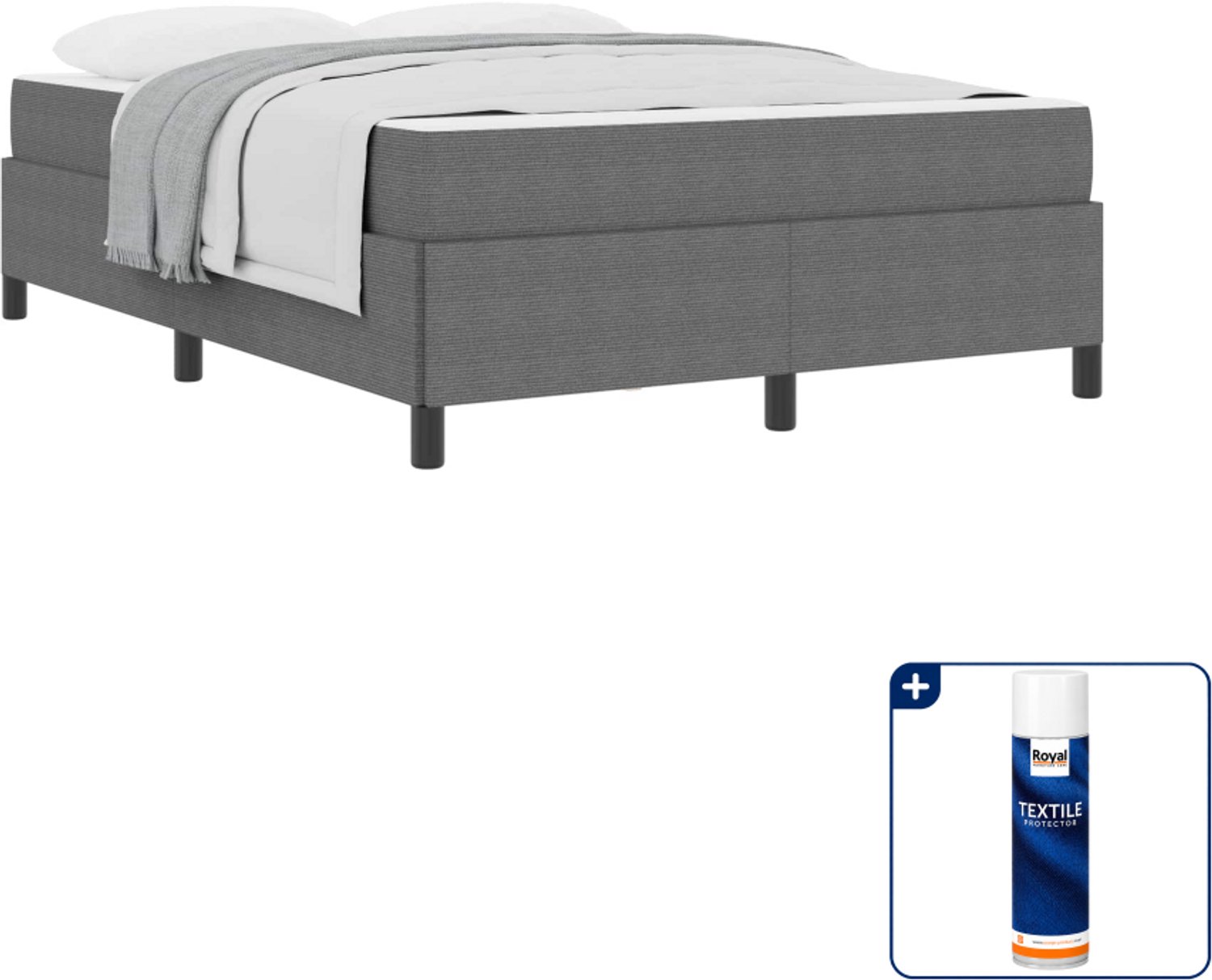 vidaXL bedframe met matras Small double - 140 x 200 cm - lichtgrijs - Inclusief textielbeschermer 500 ml Wit