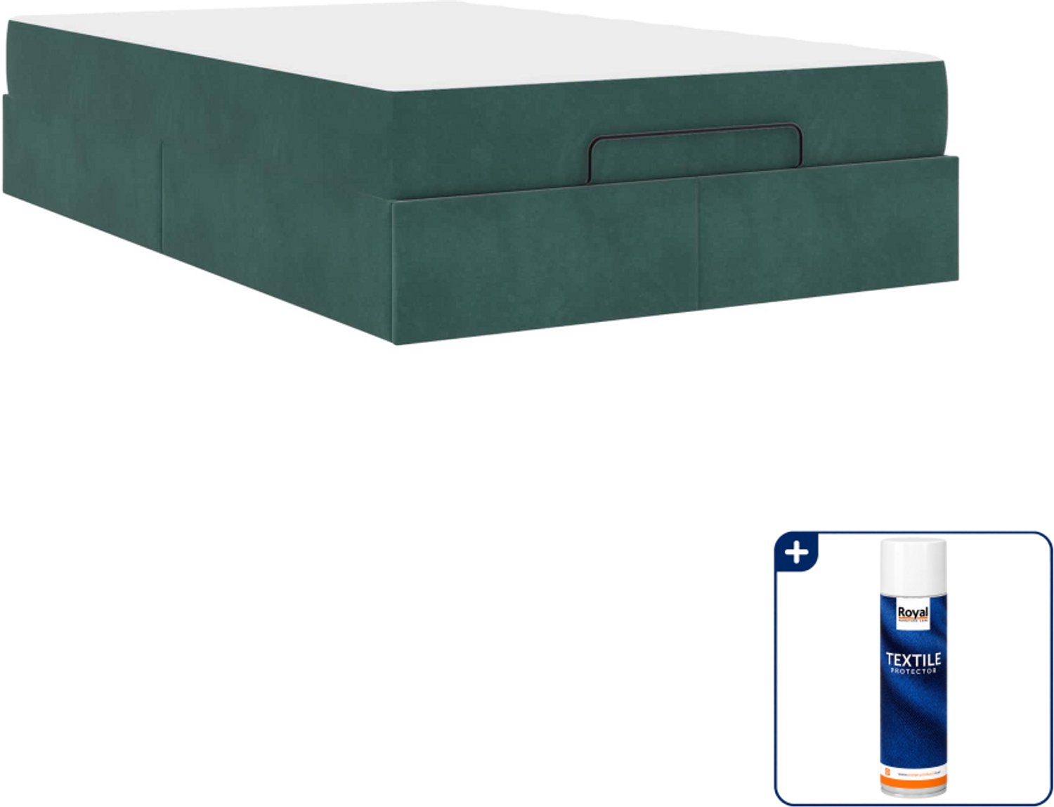 vidaXL bedframe met matras - 120 x 190 cm - fluweel - groen - Inclusief textielbeschermer 500 ml Bruin
