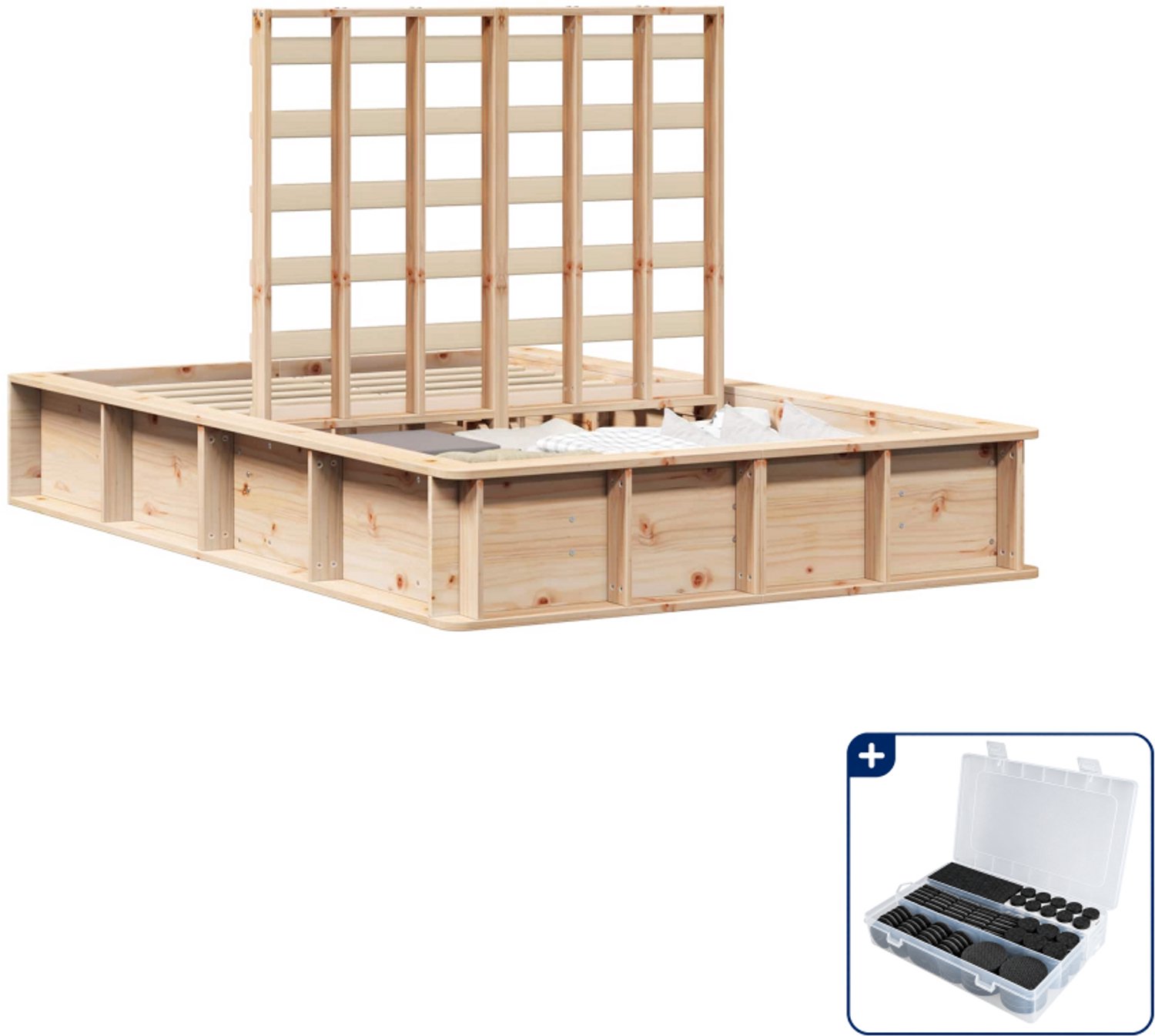 vidaXL bedframe Small double - 140 x 200 cm - massief grenenhout - bruin - Inclusief antikrasvilt 177-delig