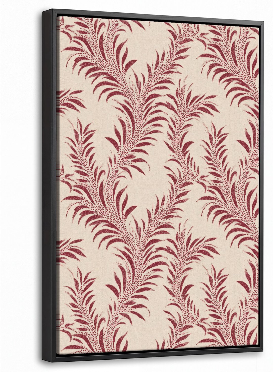 Canvas Schilderij met Baklijst 20x30cm - Bladeren - Linnen - Rood - Muurdecoratie woonkamer - Slaapkamer decoratie - Kamer accessoires - Schilderijen op canvas met lijst