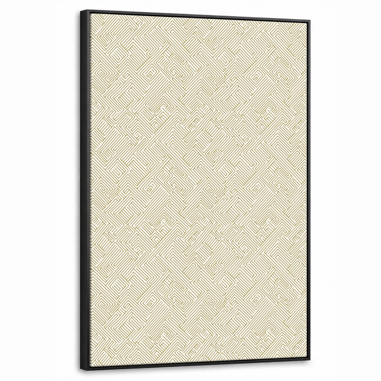 Canvas Schilderij met Baklijst 60x90cm - Geometrisch - Lijnen - Groen - Muurdecoratie woonkamer - Slaapkamer decoratie - Kamer accessoires - Schilderijen op canvas met lijst