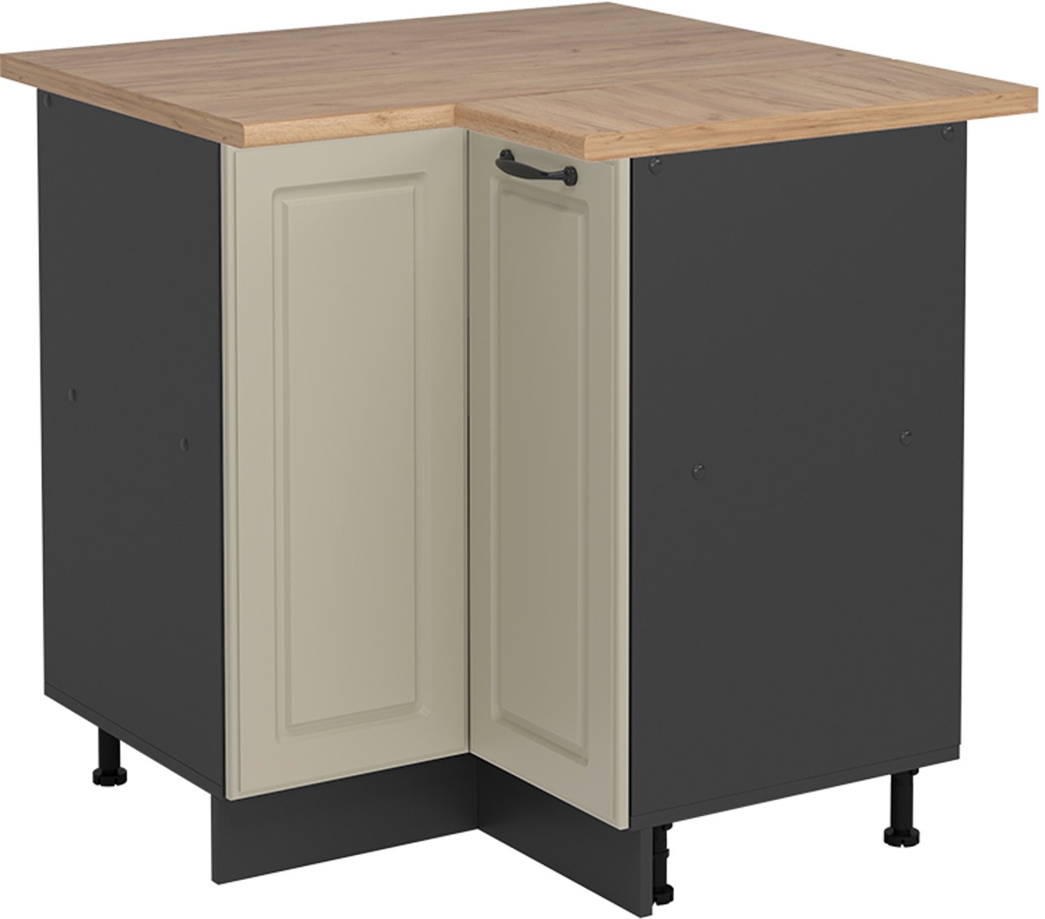 Vicco Hoekkast R-Line, Zand landelijk/Antraciet, 75.6 cm goudkleurig eiken werkblad