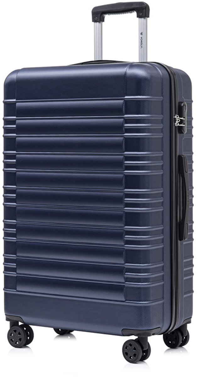 YONSLY Handbagage Koffer - 76 x 49 x 29 cm - 98 L - Cijferslot - 360° Draaibare Wielen - Grote Trolley - Donkerblauw