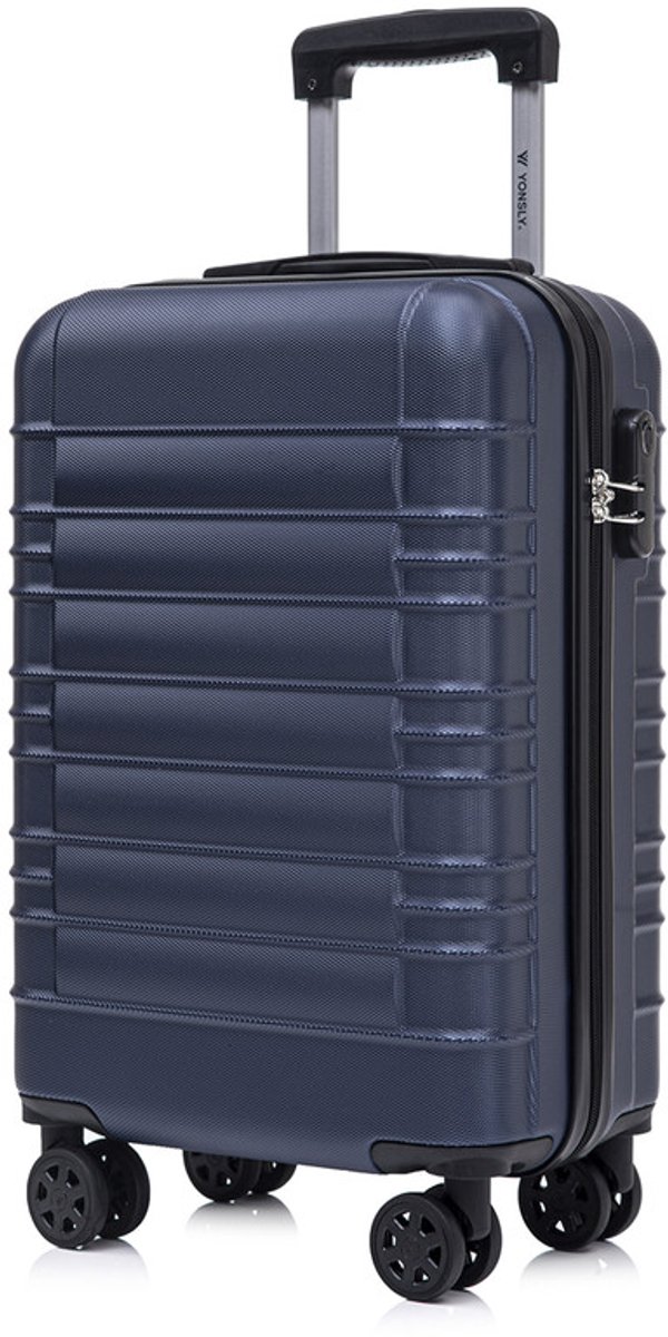 YONSLY Handbagage Koffer - 55cm - 40 L - Cijferslot- 360° Draaibare Wielen - Donkerblauw