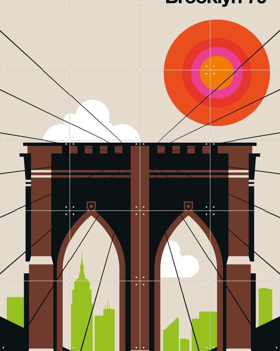 IXXI Brooklyn 70, Bo Lundberg - 80 x 100 cm - Gratis ophangtool - Grote wanddecoratie en posters - Illustraties, Geometrische Kunst, Kleurrijk