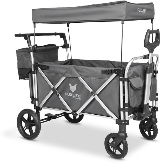 FUXLIFE by FUXTEC Handkar FX-CTL950 Grijs - Premium opvouwbaar - Kinderwagen met zonnekap - 5-puntsgordel - met koeltas — afbeelding 5