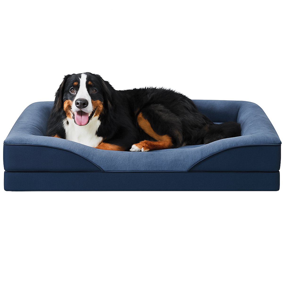 Ibenzoa ® Orthopedisch hondenbed - Hondenbank - Marineblauw - 132x104 cm - Traagschuim - Waterdicht & wasbare hoes