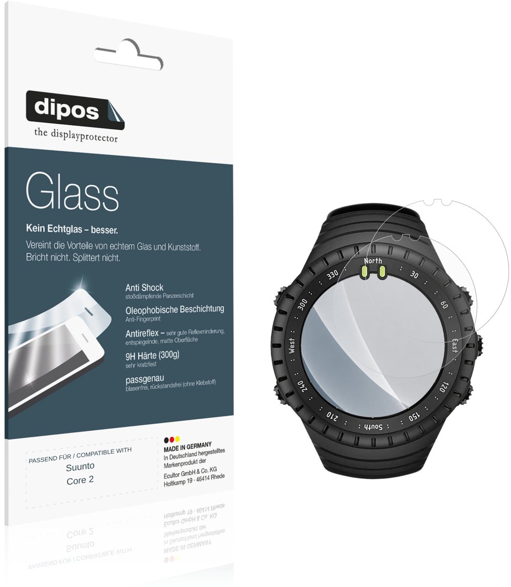 dipos – 2x Matte Pantserfolie geschikt voor Suunto Core 2 | 9H Screenprotector