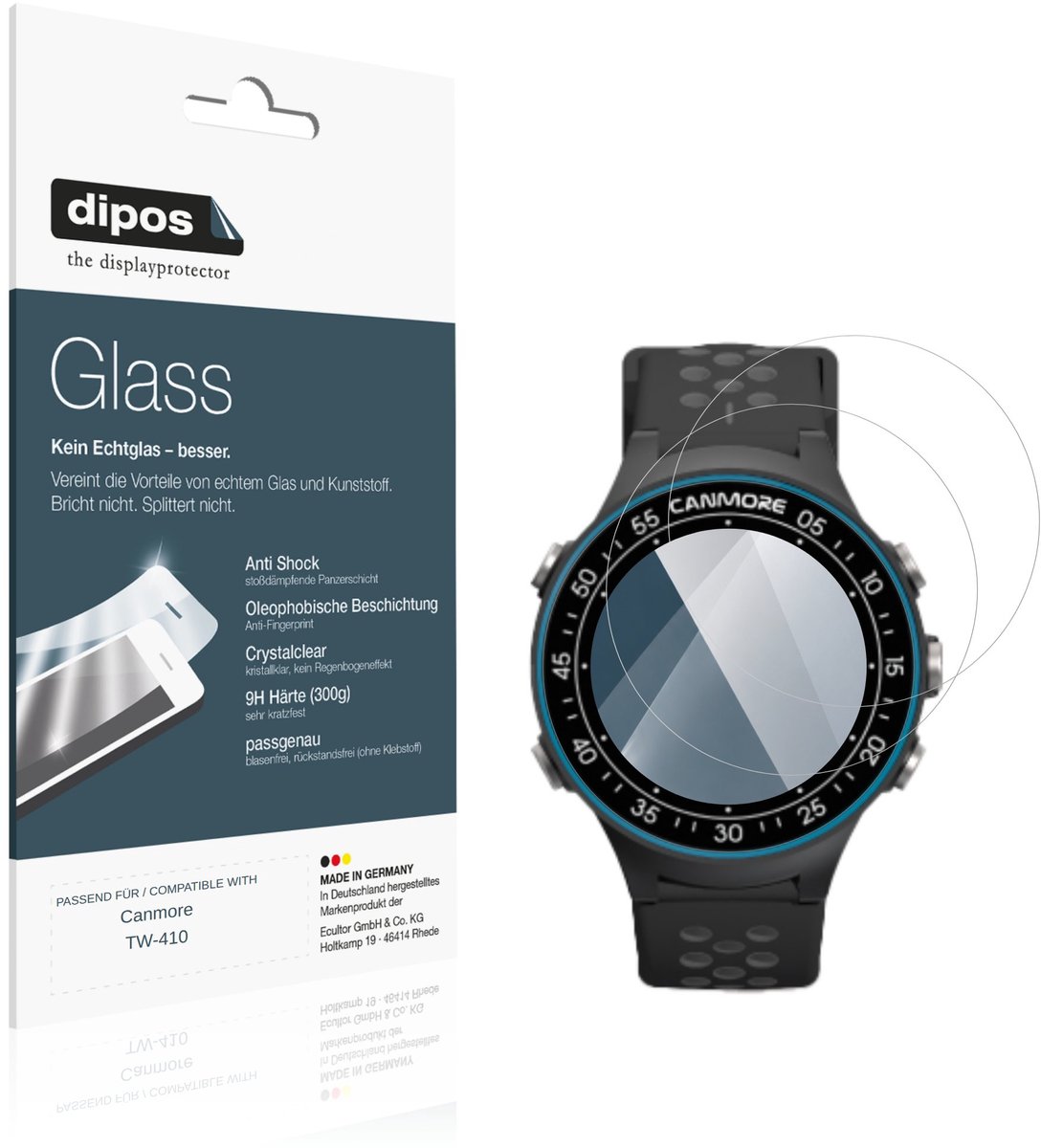 dipos – 2x Pantserfolie geschikt voor Canmore TW-410 | 9H Screenprotector
