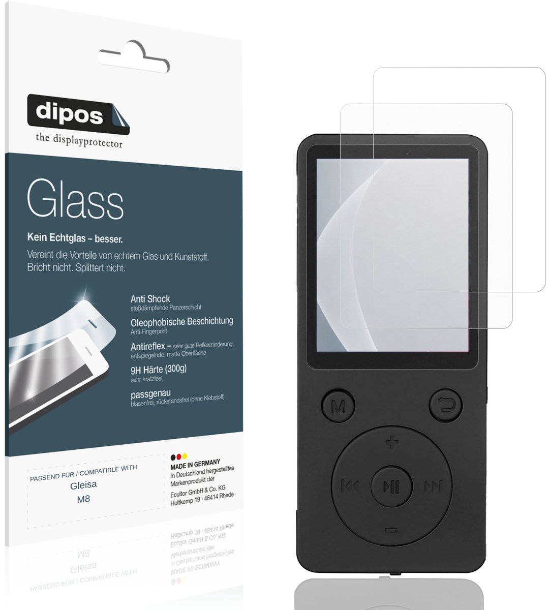 dipos – 2x Matte Pantserfolie geschikt voor Gleisa M8 | 9H Screenprotector