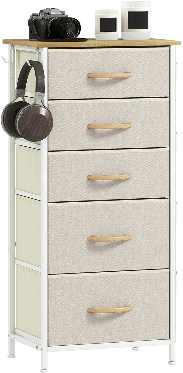 HOMCOM stoffen dressoir, vliesstof, 45x30x94,5 cm, beige