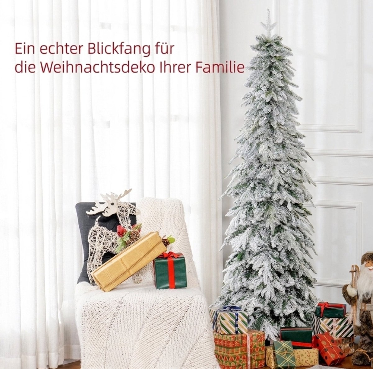 Kunstkerstboom Sneeuwtakken – 80 x 180 cm – Metaal – Groen – Met 600 takken – Vormbare takken en auto-openingsontwerp
