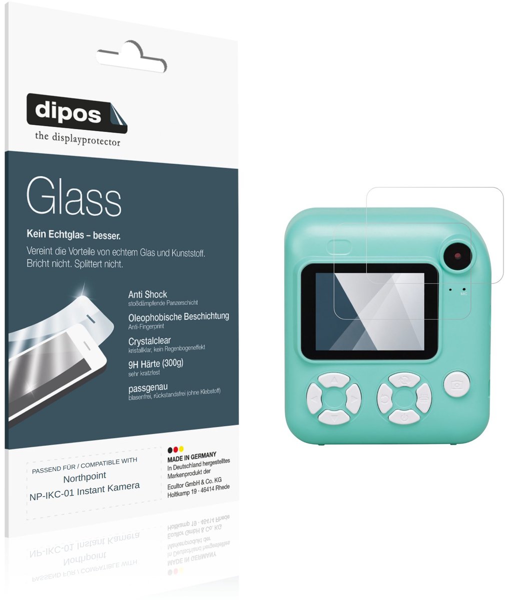 dipos – 2x Pantserfolie geschikt voor Northpoint NP-IKC-01 Instant Camera | 9H Screenprotector