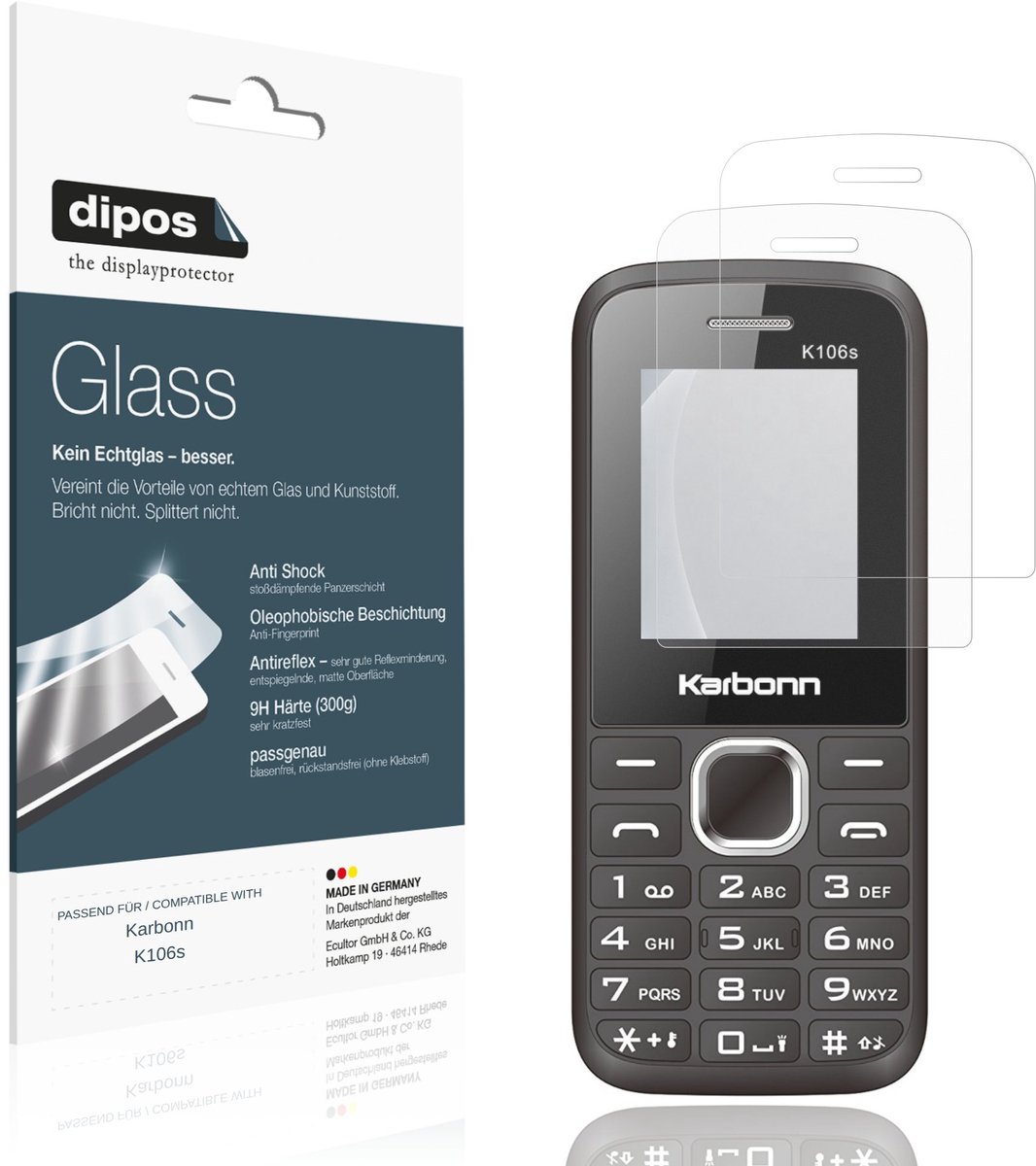 dipos – 2x Matte Pantserfolie geschikt voor Karbonn K106s | 9H Screenprotector