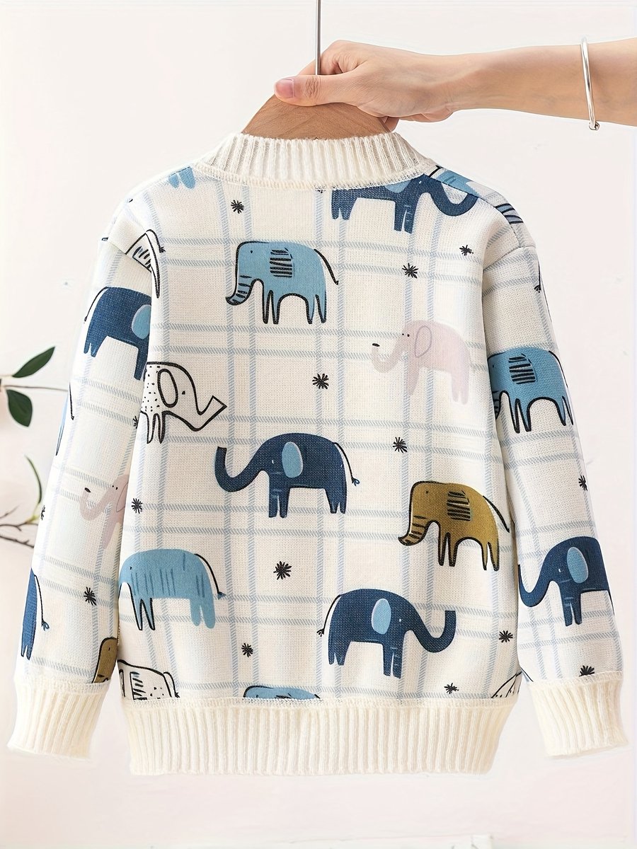 Currero Cardigan Jongens Vest Jongen Met Knopen Kinderen Warm Gebreid Vest Long 4-5 Jaar Vis