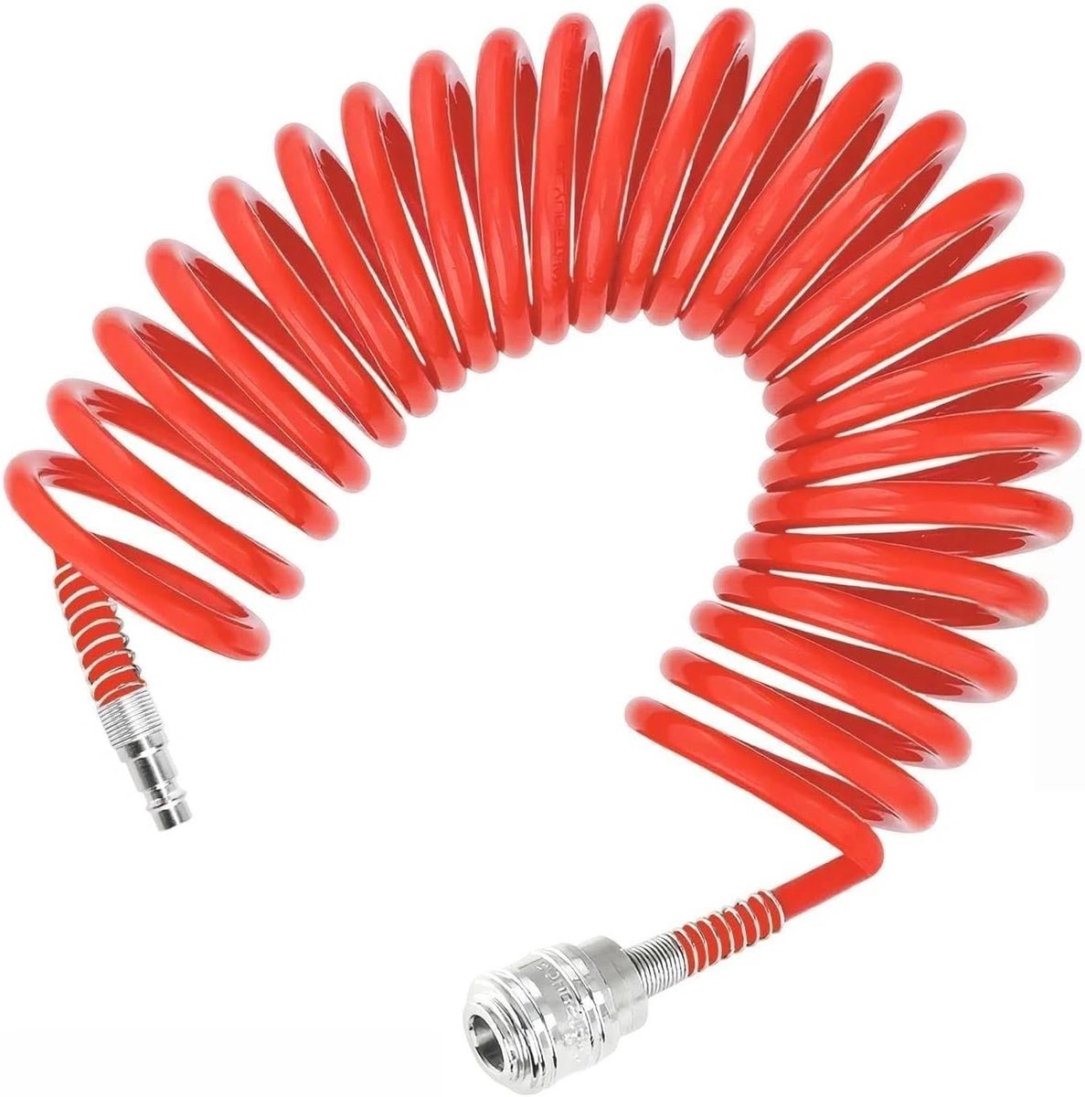 Spiraalslang voor perslucht 6 m – PU slang 5 x 8 mm met 1/4" snelkoppeling - ShopVlot