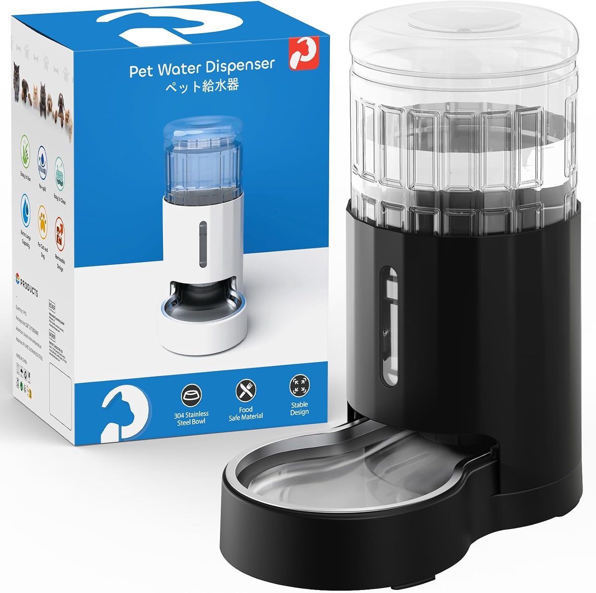 Junspow kattenwaterfontein met roestvrijstalen kom, 4 liter, automatische dispenser, ultrastil zonder stroom en - ShopVlot