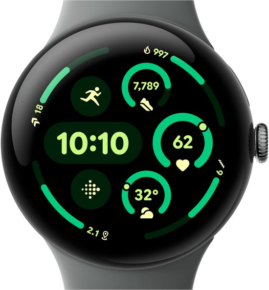 Google Pixel Watch 3 - Smartwatch - 45mm - Grijsgroen/Grijsgroen