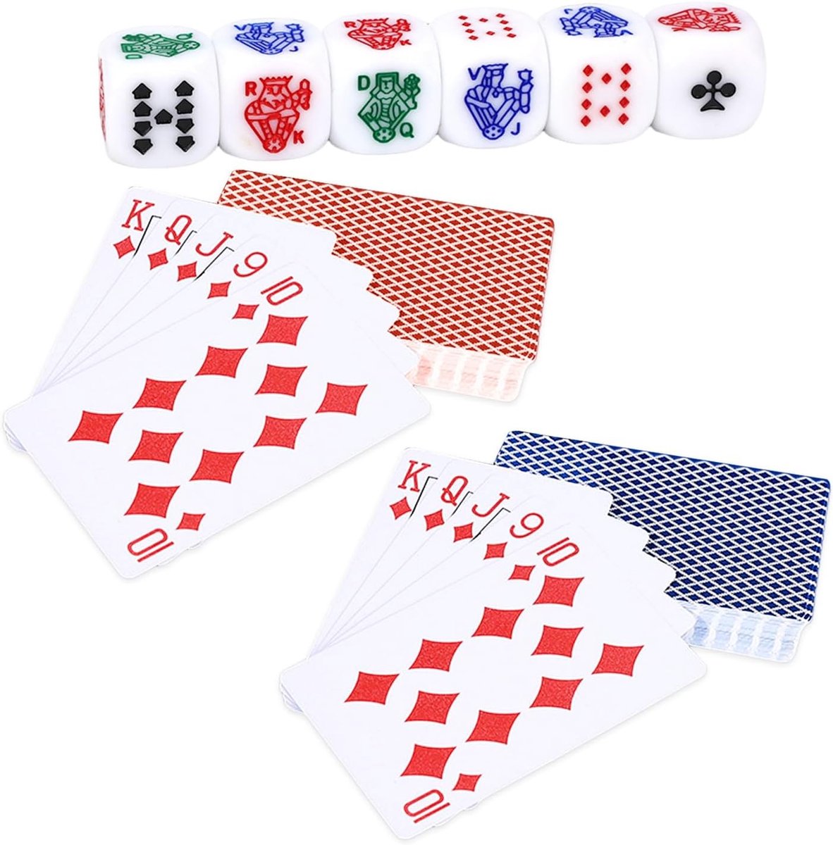 Waterdichte Plastic Speelkaarten en Dobbelstenen Set voor Buitenactiviteiten, Duurzaam en Flexibel, Perfect voor Feestjes en Spelletjesavonden