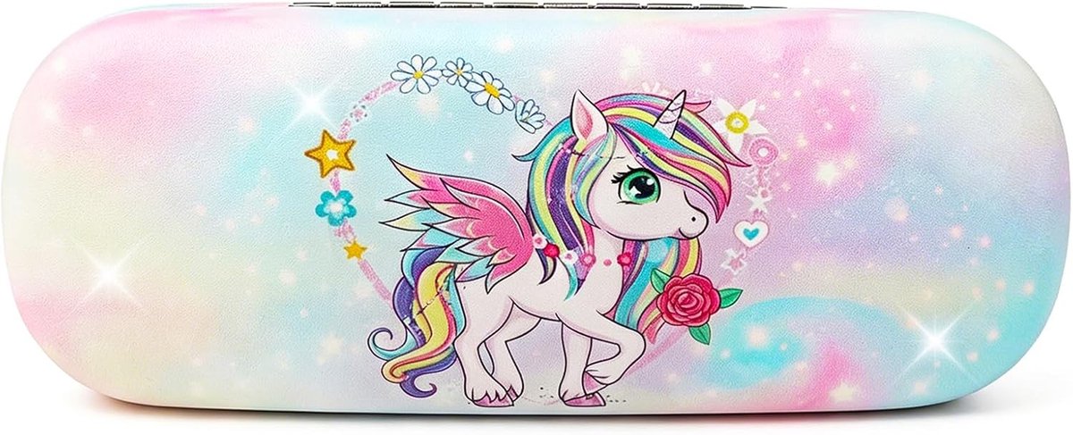 Dinosaur Unicorn Hard Shell Bril Etui met Glazen Doek voor Bescherming van Zonnebrillen en Brillen voor Kinderen en Volwassenen