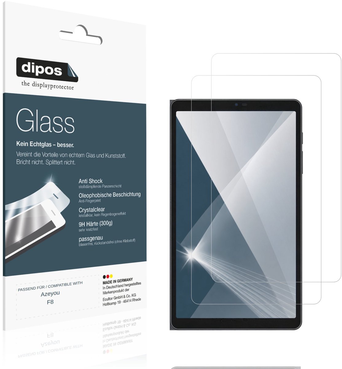dipos – 2x Pantserfolie geschikt voor Azeyou F8 | 9H Screenprotector