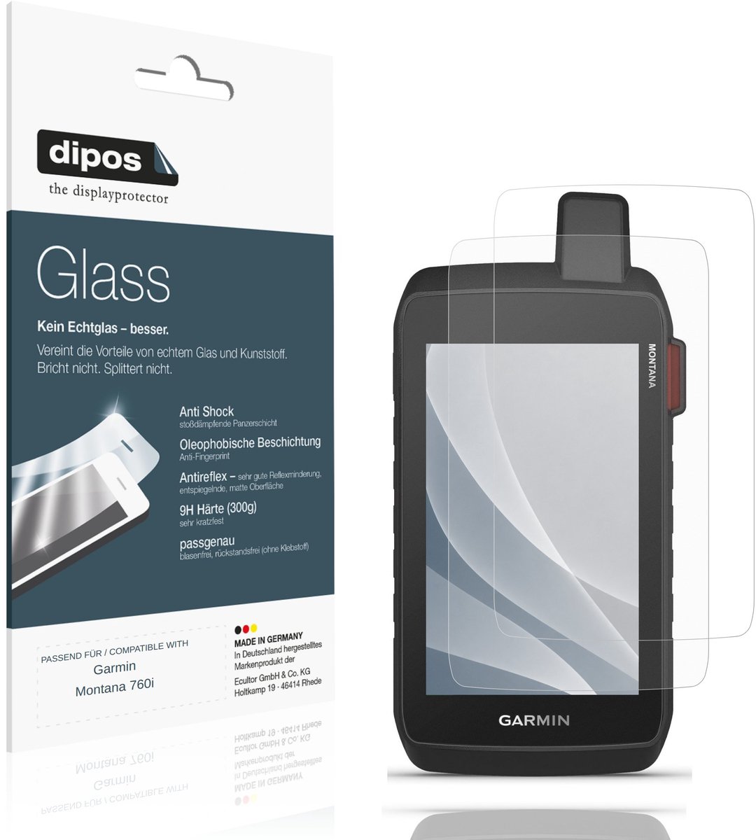 dipos – 2x Matte Pantserfolie geschikt voor Garmin Montana 760i | 9H Screenprotector