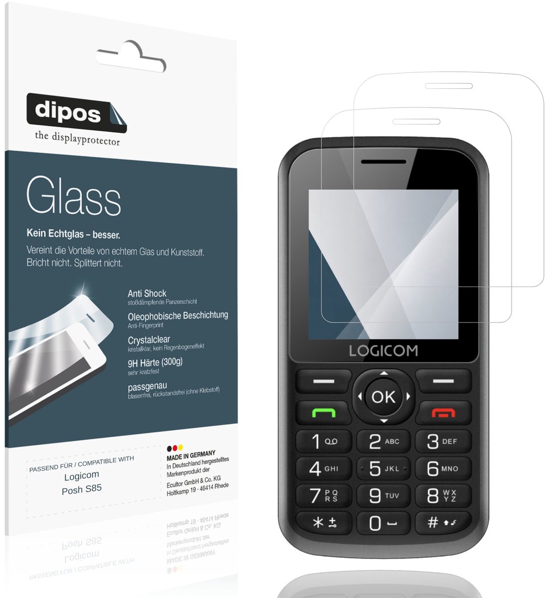 dipos – 2x Pantserfolie geschikt voor Logicom Posh S85 | 9H Screenprotector