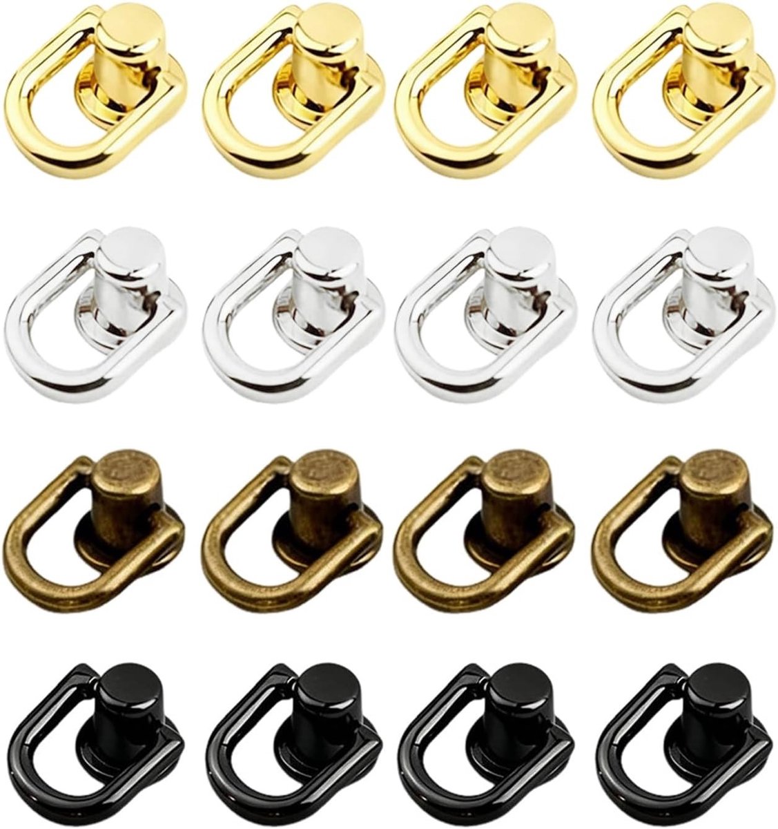 16 Stuks D-Ring Gespen met 360 Graden Rotatie voor Handtassen, Rugzakken en Riemen, Ideaal voor Vervangingen en Accessoires