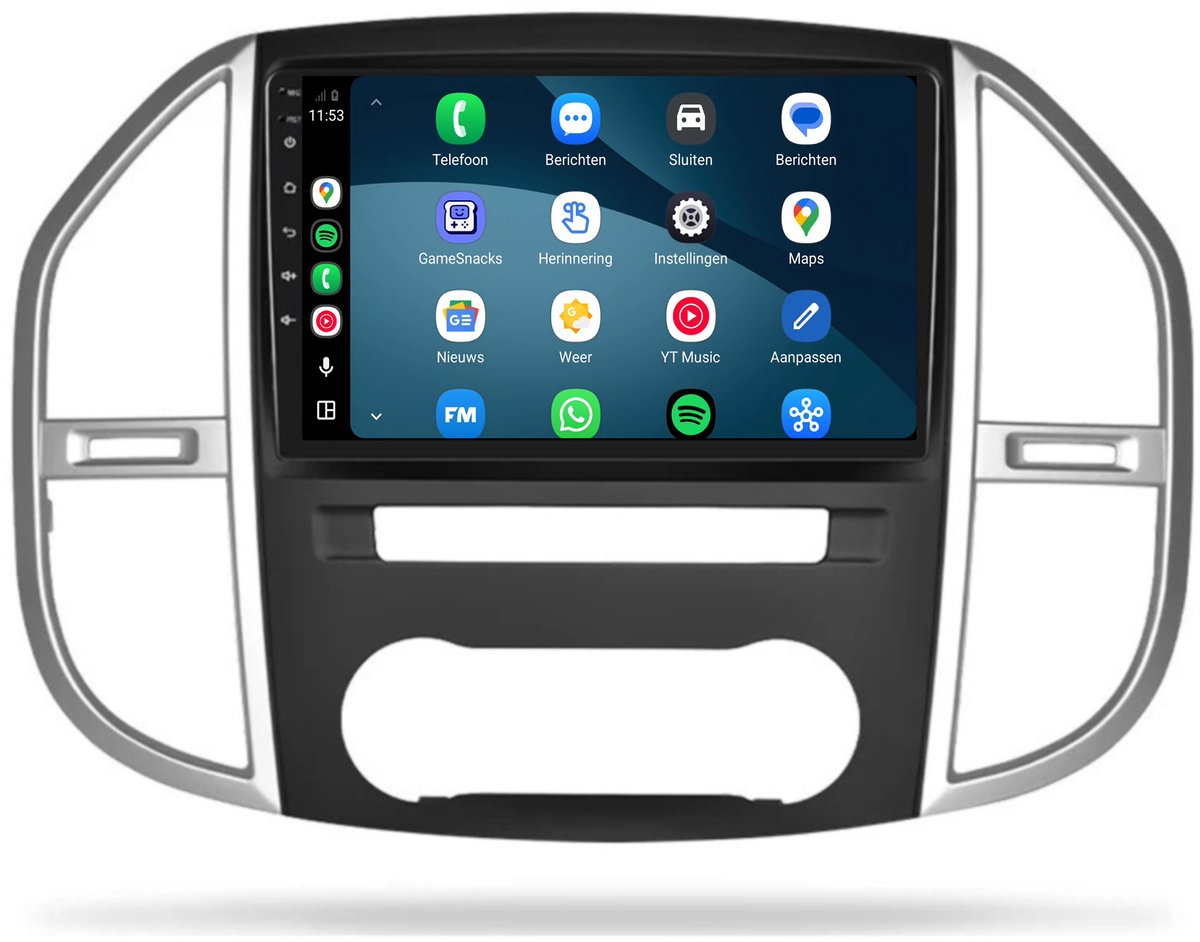 CarPlay autoradio geschikt voor Mercedes Vito | 2015 t/m 2024 | Cartronix CTX-7042 | 2015 2016 2017 2018 2019 2020 2021 2022 2023 2024 | 9 inch | Android 15 | Draadloos Apple CarPlay & Android Auto | 2GB + 32GB | Bluetooth & Wifi